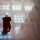 A protester dressed as a character from the novel-turned-TV series “The Handmaid’s Tale” walks into the Senate Hart building on October 4, 2018.